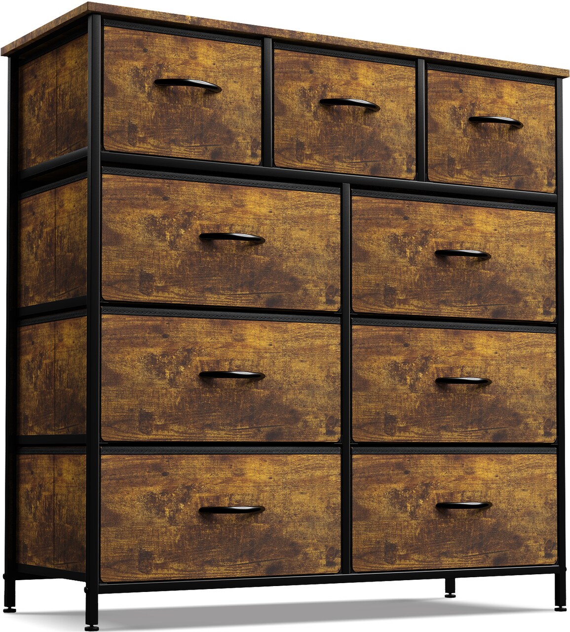 Sorbus Dresser with 9 Drawers - Furniture Storage Chest Tower Unit for Bedroom, Closet, etc - Steel Frame, Wood Top, Fabric Bins